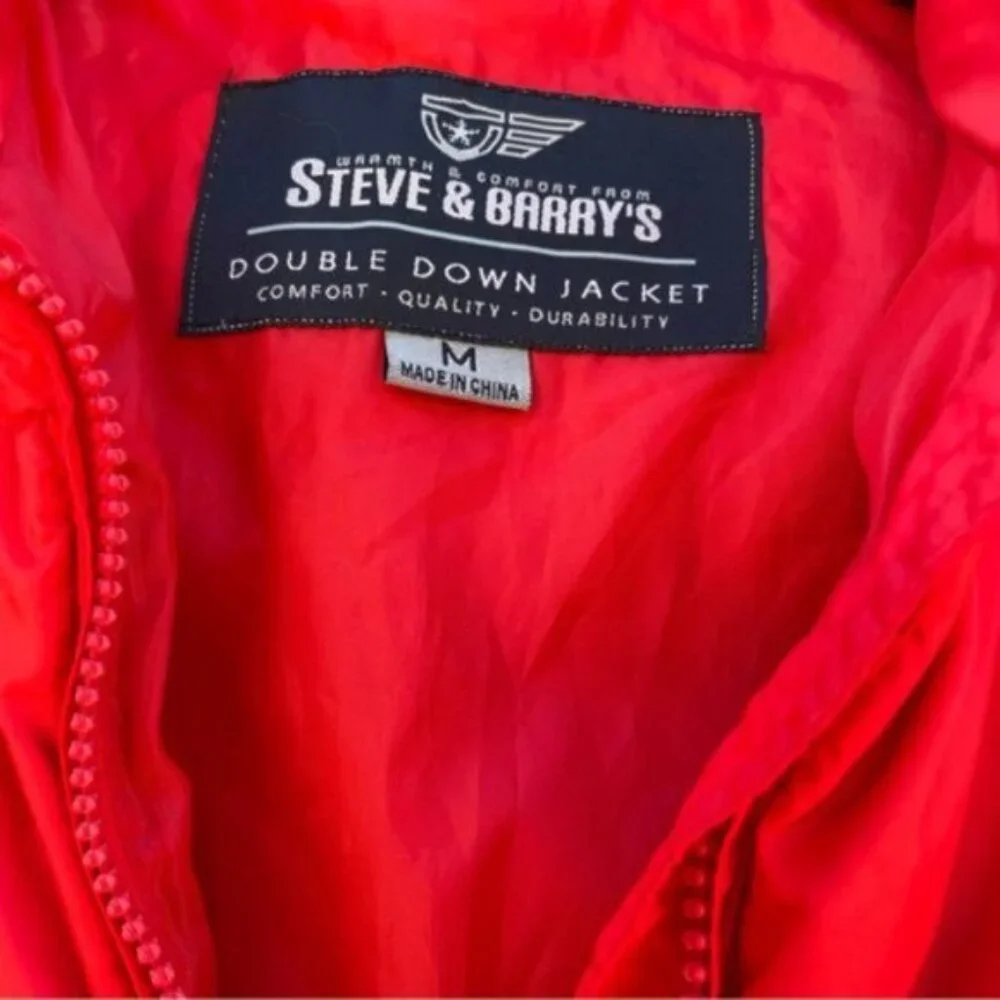Steve & Barry’s Quilted Cherry Red Double Down Jacket Size Med